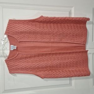 Vintage BFA Classics cross weave cardigan sweater vest - XL - fall peach